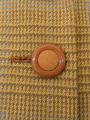 Wool and suede combination check pattern jacket in camel and multicolor
