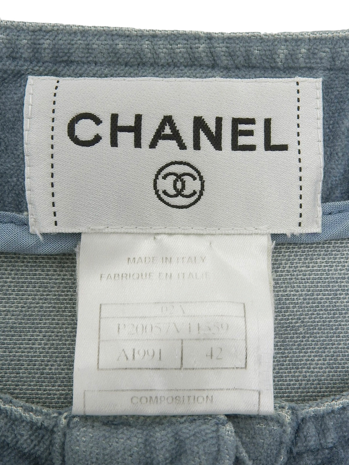 2002 Velvet Logo Button Collarless Jacket Blue