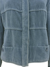 2002 Velvet Logo Button Collarless Jacket Blue