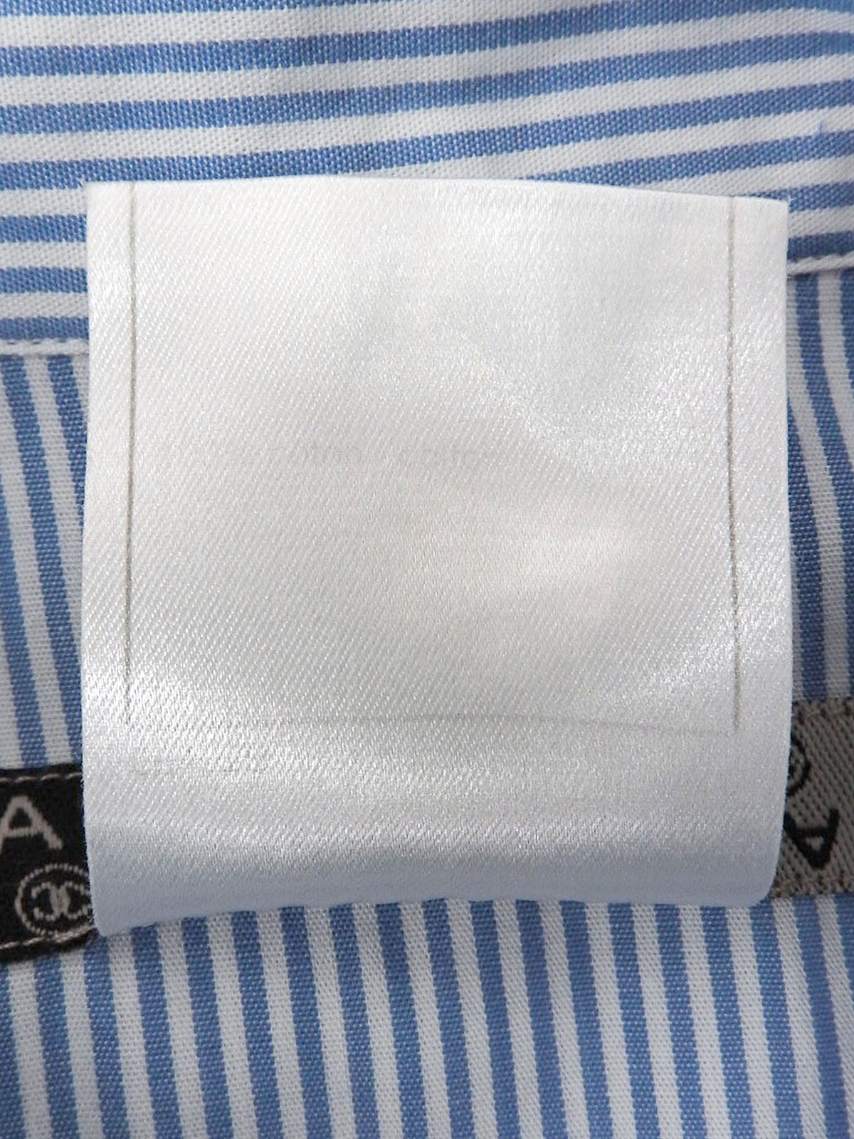 1999 CC mark embroidered stripe pattern half sleeve shirt in blue/white