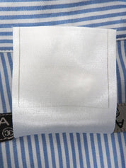 1999 CC mark embroidered stripe pattern half sleeve shirt in blue/white