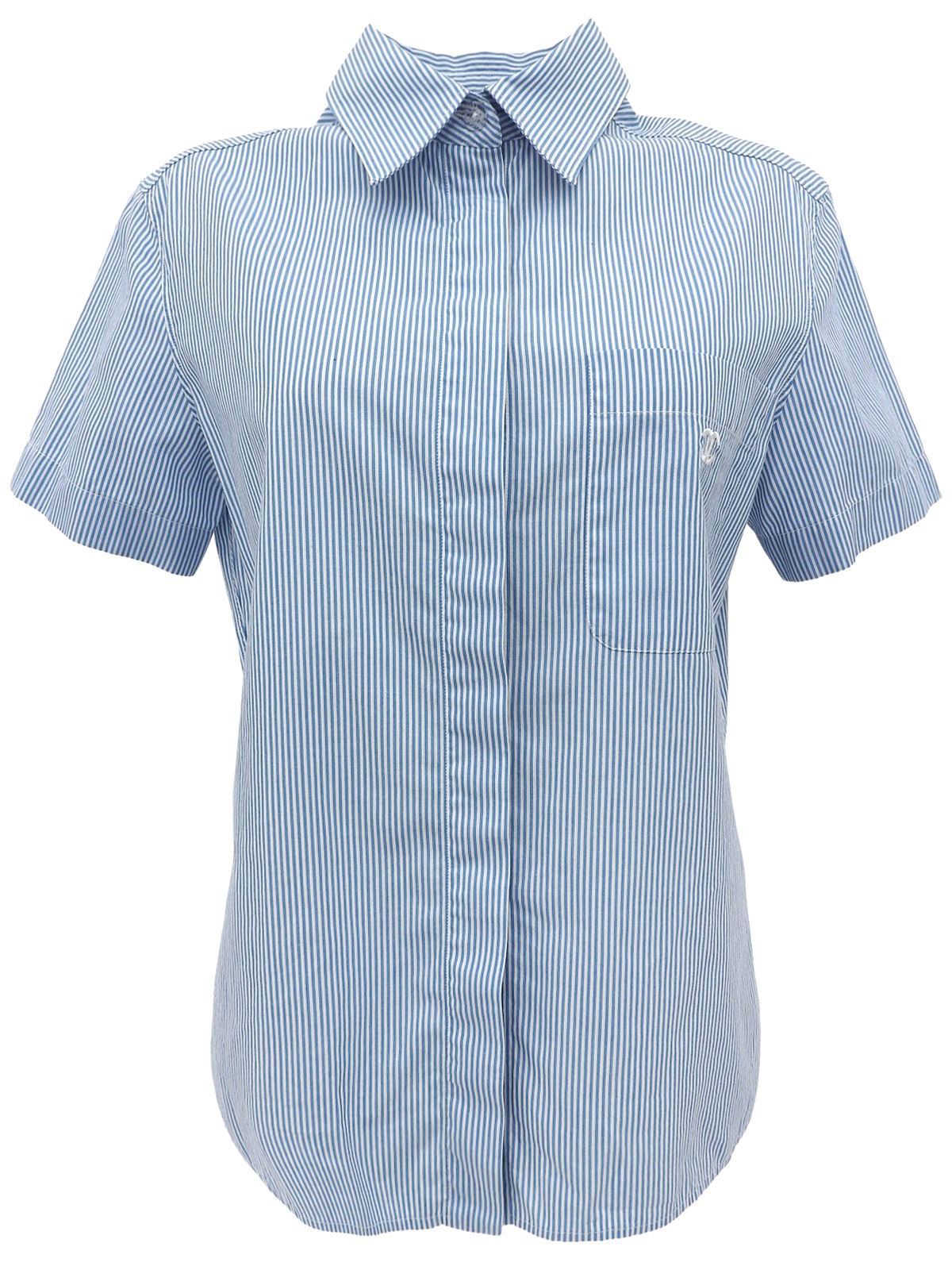 1999 CC mark embroidered stripe pattern half sleeve shirt in blue/white