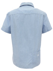 1999 CC mark embroidered stripe pattern half sleeve shirt in blue/white