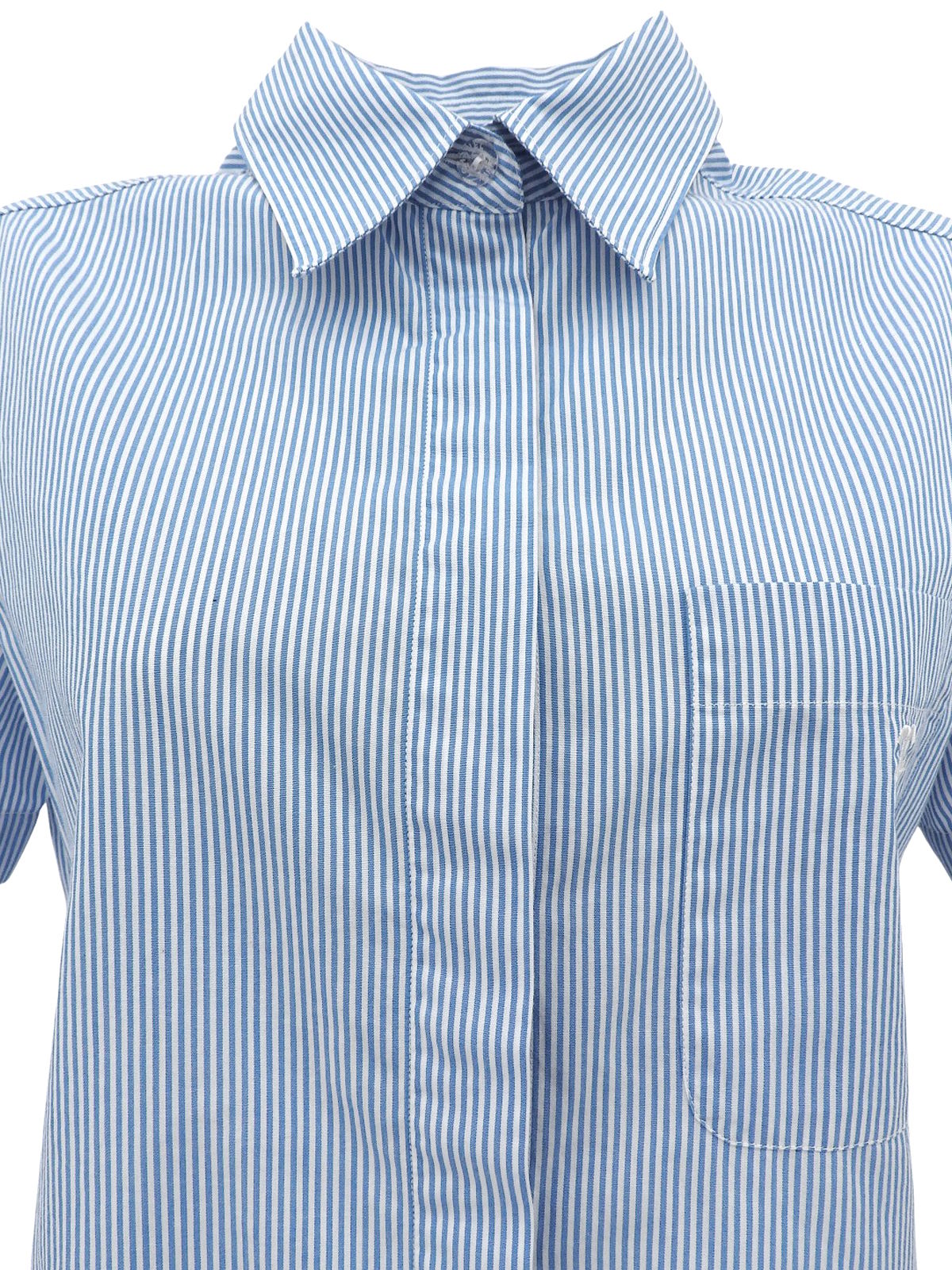 1999 CC mark embroidered stripe pattern half sleeve shirt in blue/white