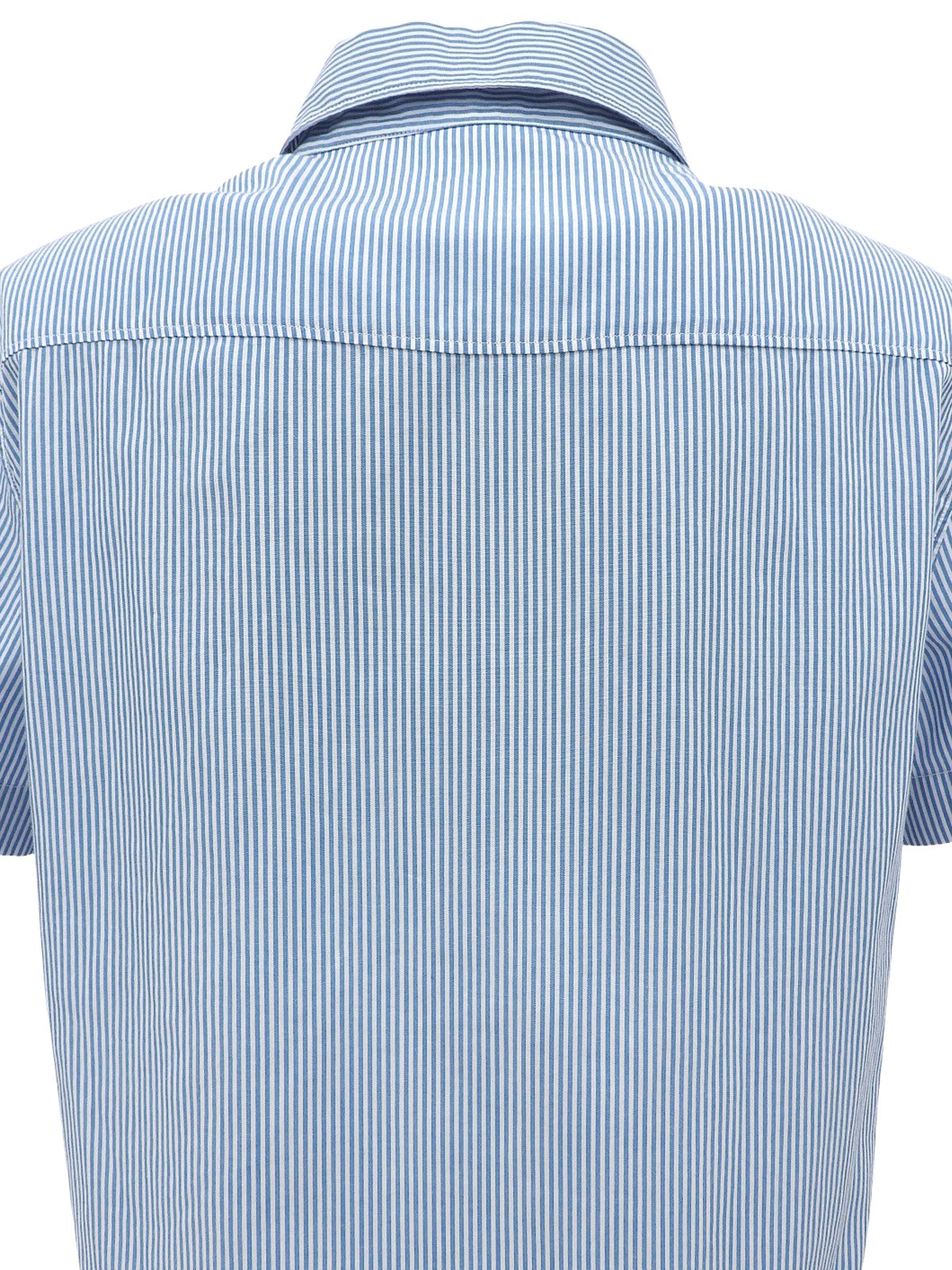 1999 CC mark embroidered stripe pattern half sleeve shirt in blue/white