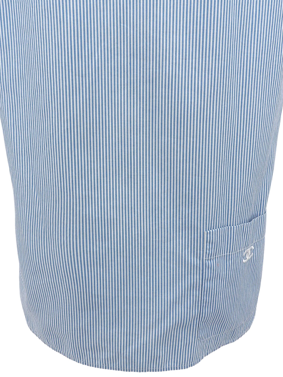 1999 CC mark embroidered stripe pattern half sleeve shirt in blue/white