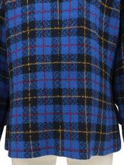 ツイードチェックパターンロゴボタンダブルブレストジャケット　ブルー／ブラック／マルチ
