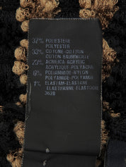 ボーダーパターン半袖ニットカーディガン ブラウン/ブラック