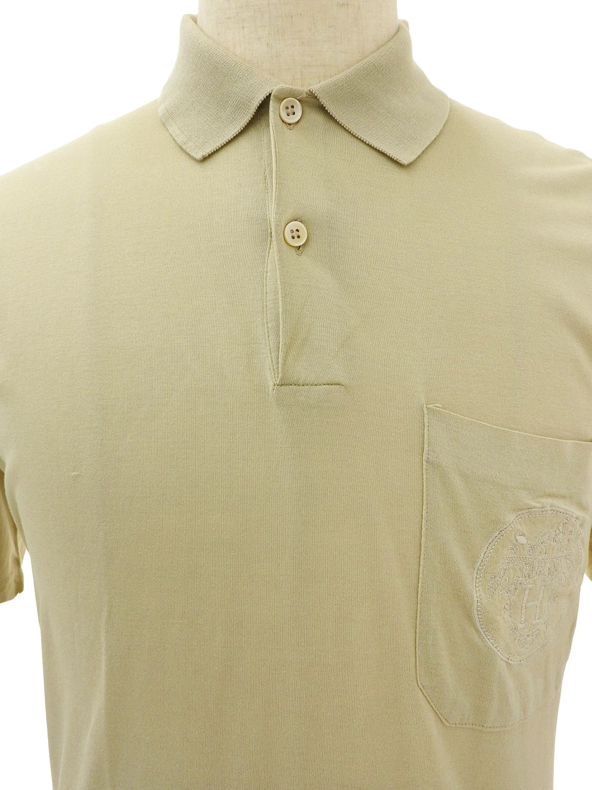 ロゴ刺繍ポロシャツ ライトベージュ