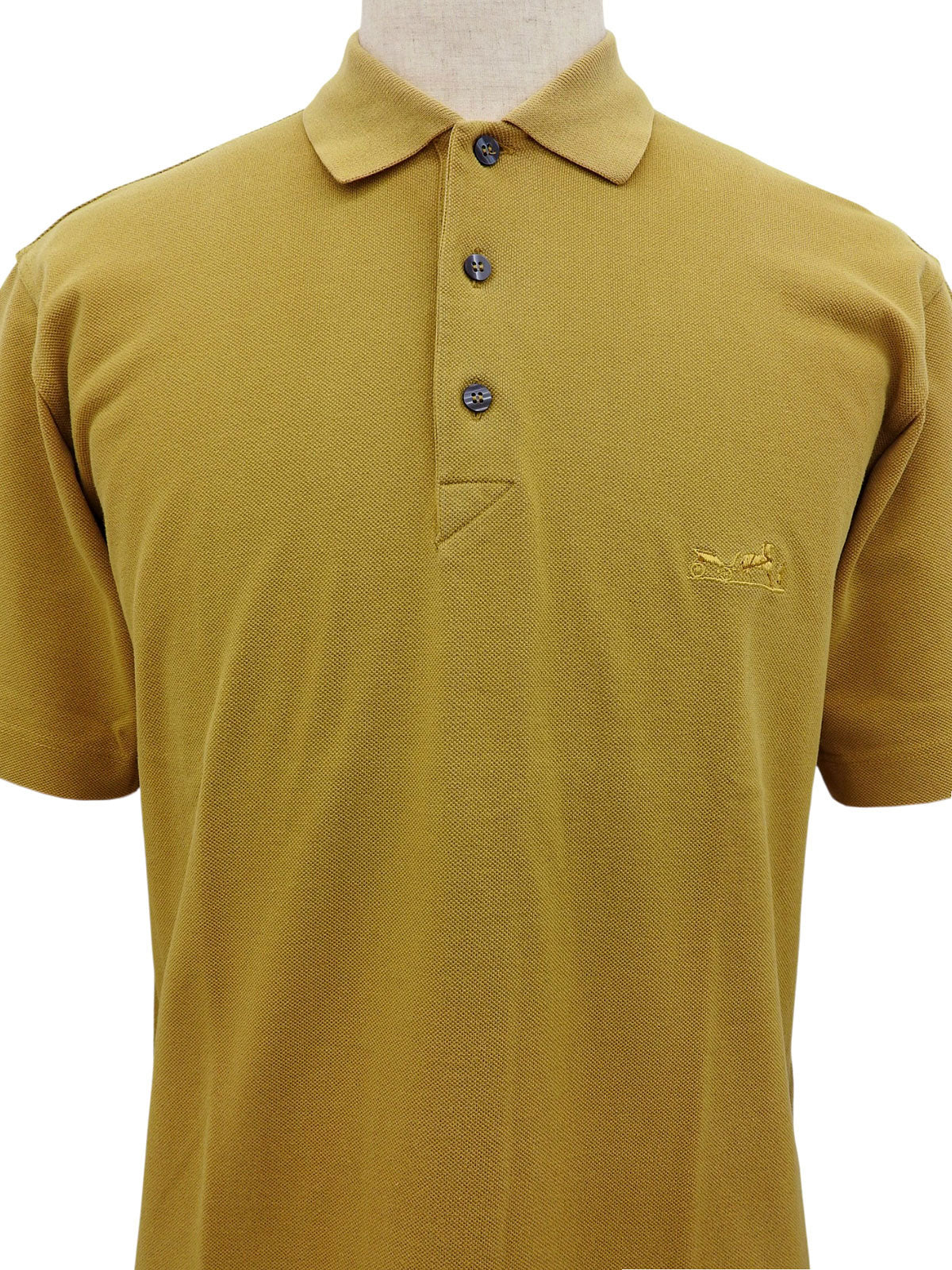 Horse Carriage Embroidered Polo Shirt in Mustard