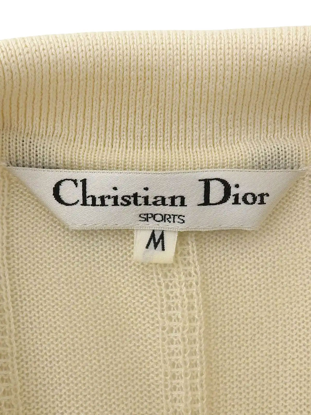 Logo Embroidered Half Sleeve Knit Zip-Up Polo Shirt in Ivory