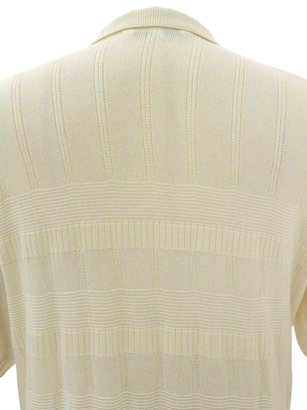 Logo Embroidered Half Sleeve Knit Zip-Up Polo Shirt in Ivory
