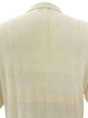Logo Embroidered Half Sleeve Knit Zip-Up Polo Shirt in Ivory