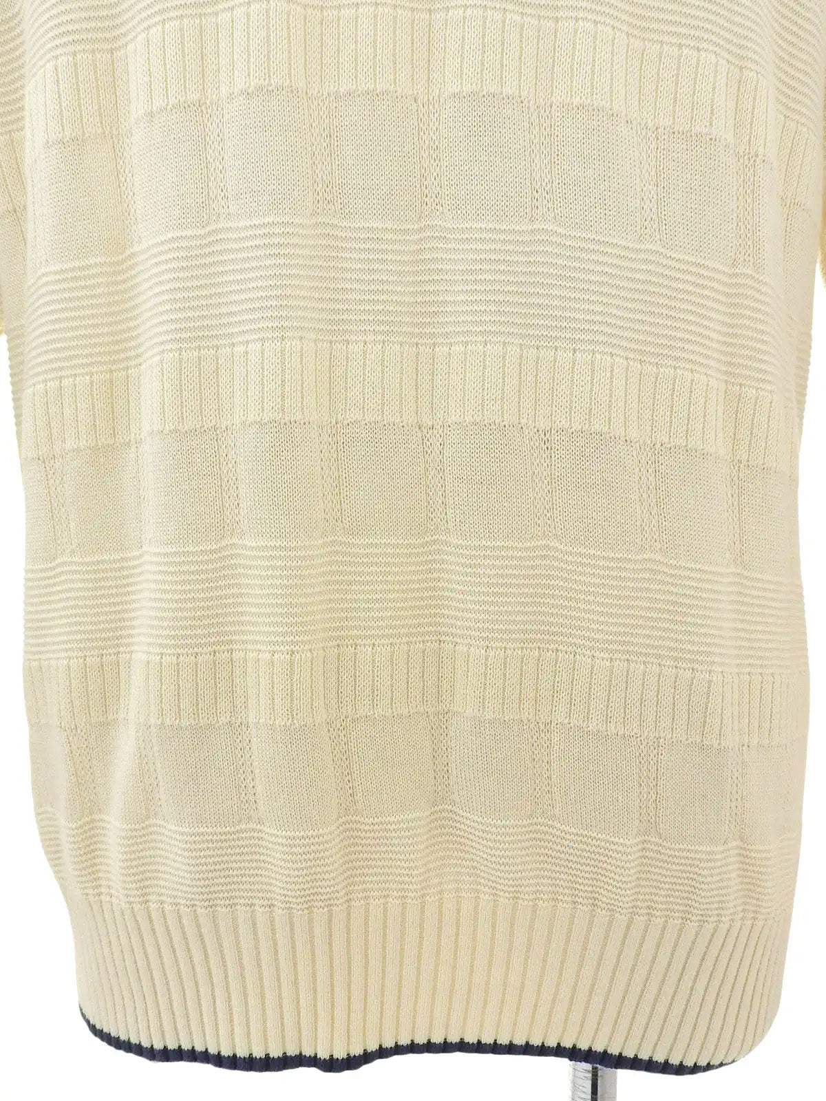 Logo Embroidered Half Sleeve Knit Zip-Up Polo Shirt in Ivory