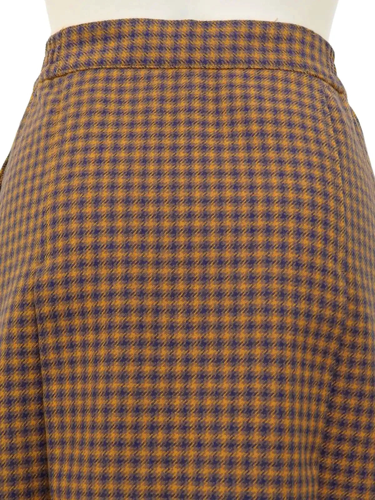 ブロックチェックパターンボックスプリーツスカート キャメル/ネイビー