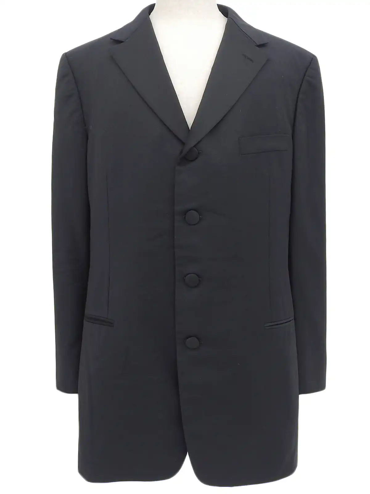 Satin Collar Wool Jacket in Black