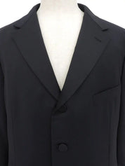 Satin Collar Wool Jacket in Black
