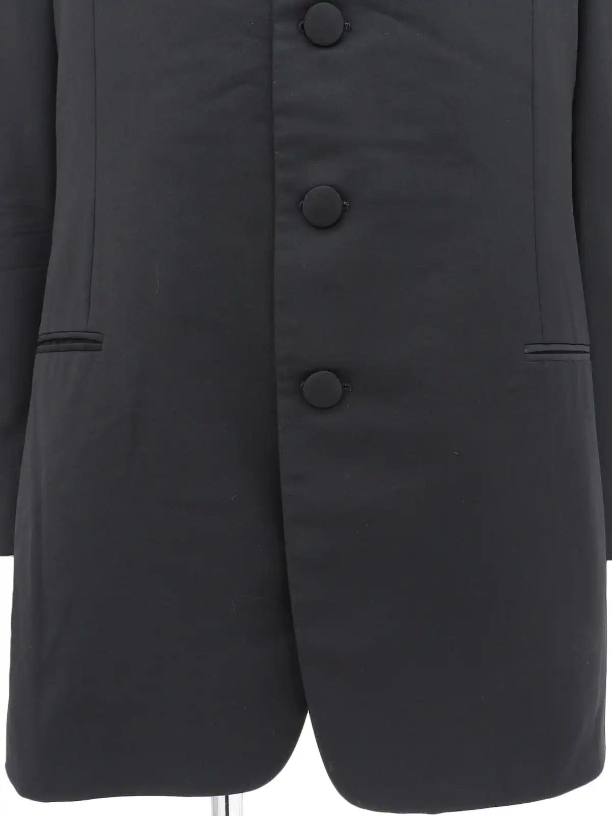 Satin Collar Wool Jacket in Black