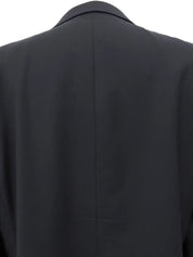 Satin Collar Wool Jacket in Black