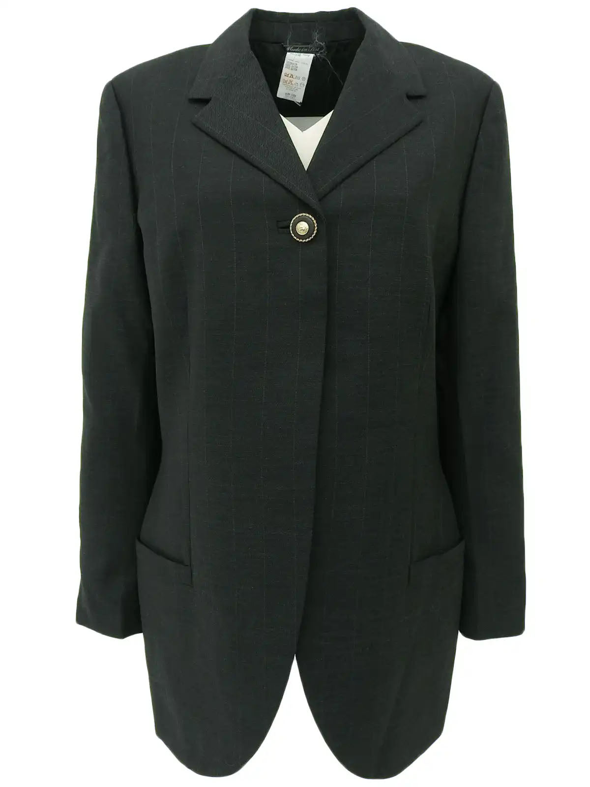 ストライプパターンメデューサボタンジャケット ブラック