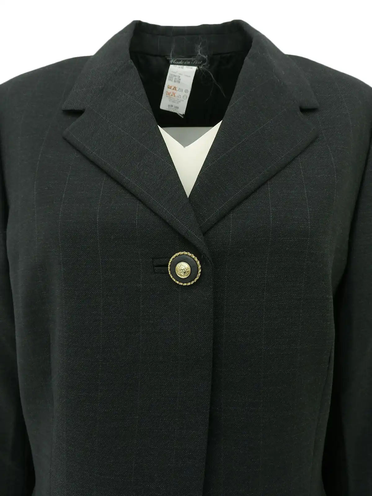 ストライプパターンメデューサボタンジャケット ブラック