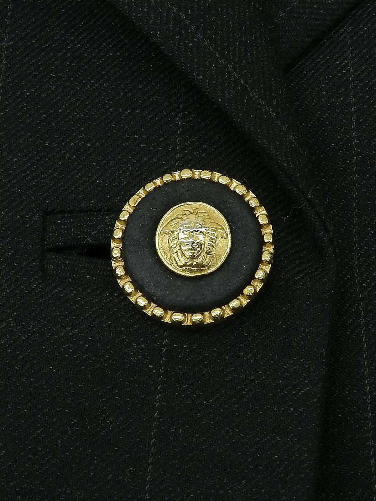 Striped Medusa Button Jacket in Black