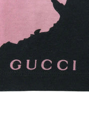Flower Pattern Half Sleeve Top in Black/Pink