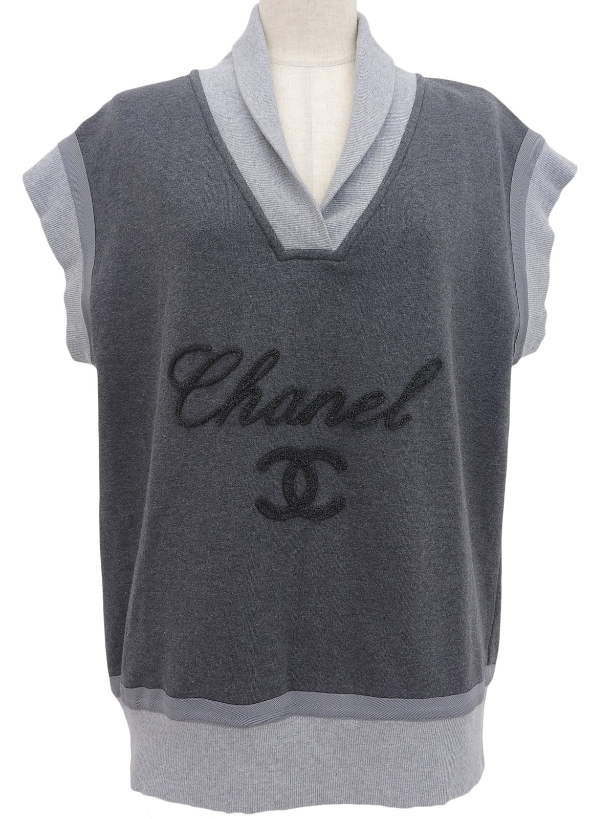 バイカラーCCマークノースリーブトップス グレー/ライトグレー