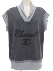 バイカラーCCマークノースリーブトップス グレー/ライトグレー