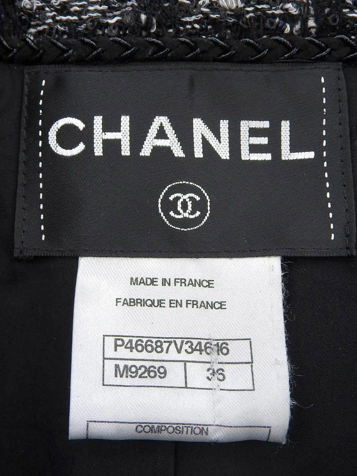 Tweed CC Mark Button Jacket in Black/White