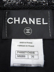 Tweed CC Mark Button Jacket in Black/White