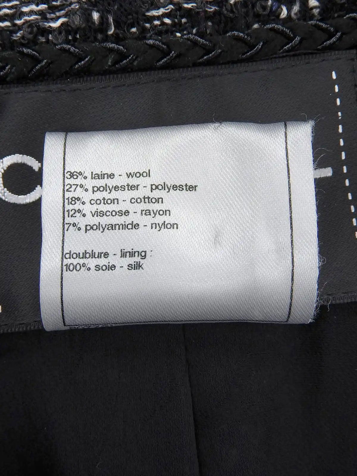 Tweed CC Mark Button Jacket in Black/White