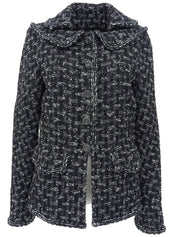 Tweed CC Mark Button Jacket in Black/White
