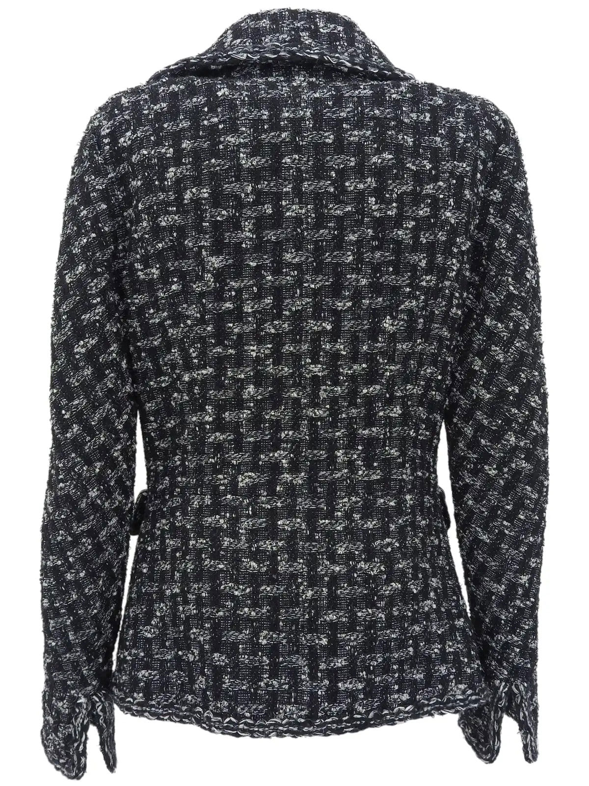 Tweed CC Mark Button Jacket in Black/White