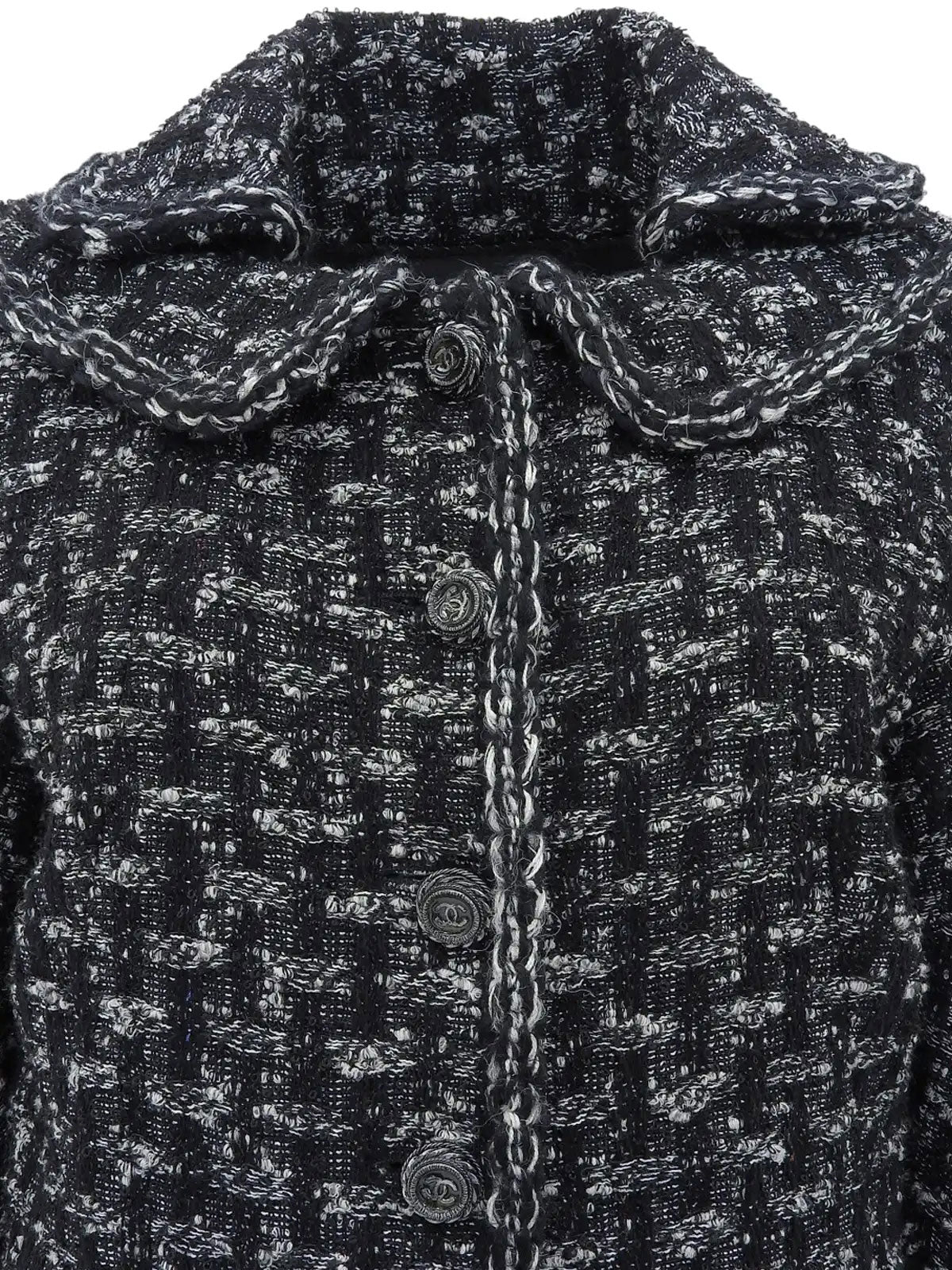 Tweed CC Mark Button Jacket in Black/White
