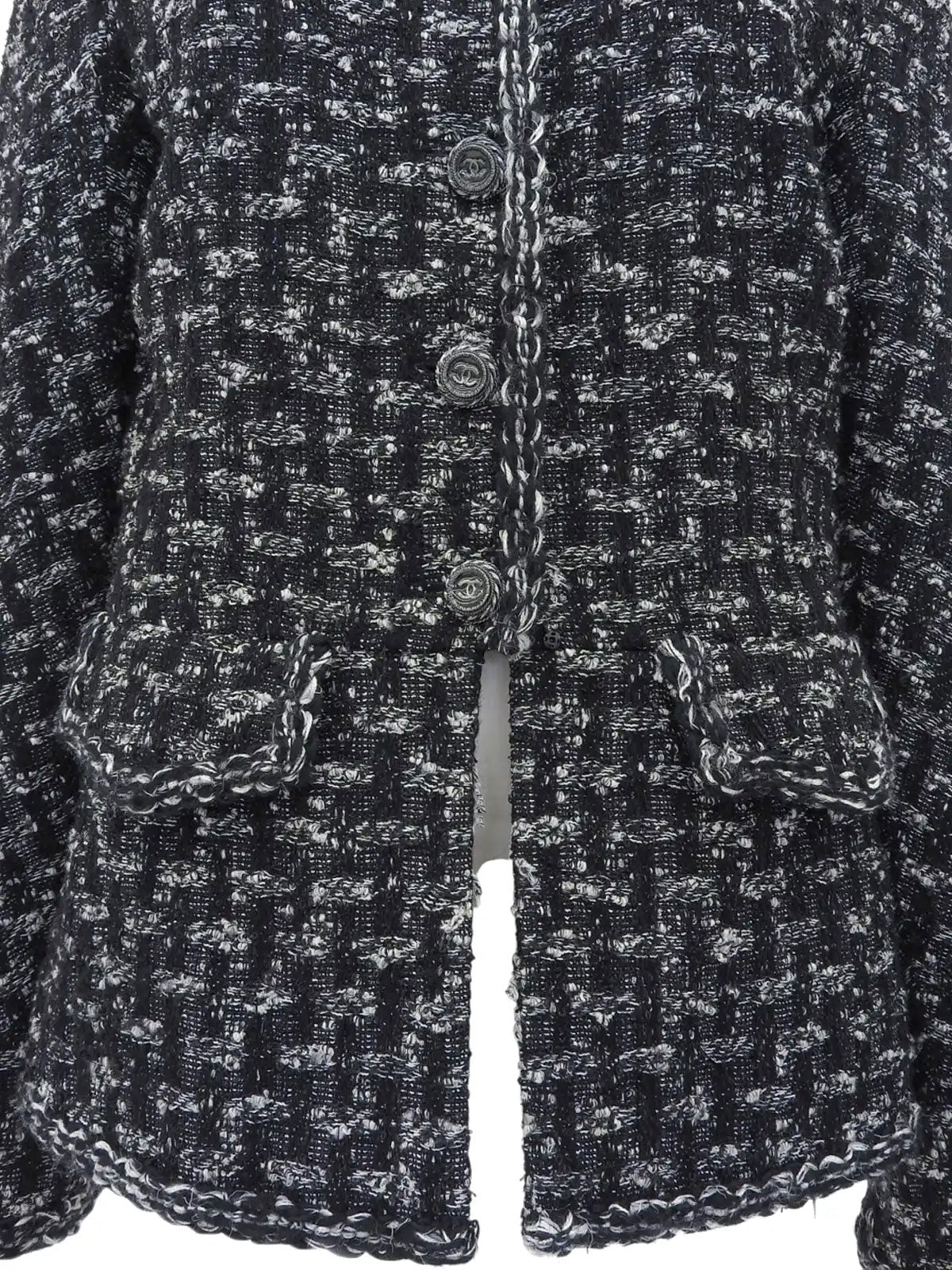 Tweed CC Mark Button Jacket in Black/White