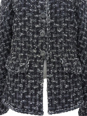 Tweed CC Mark Button Jacket in Black/White