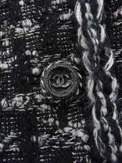 Tweed CC Mark Button Jacket in Black/White