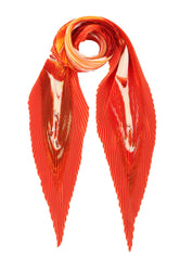 Smiles Pattern Pleated Scarf Red/Orange