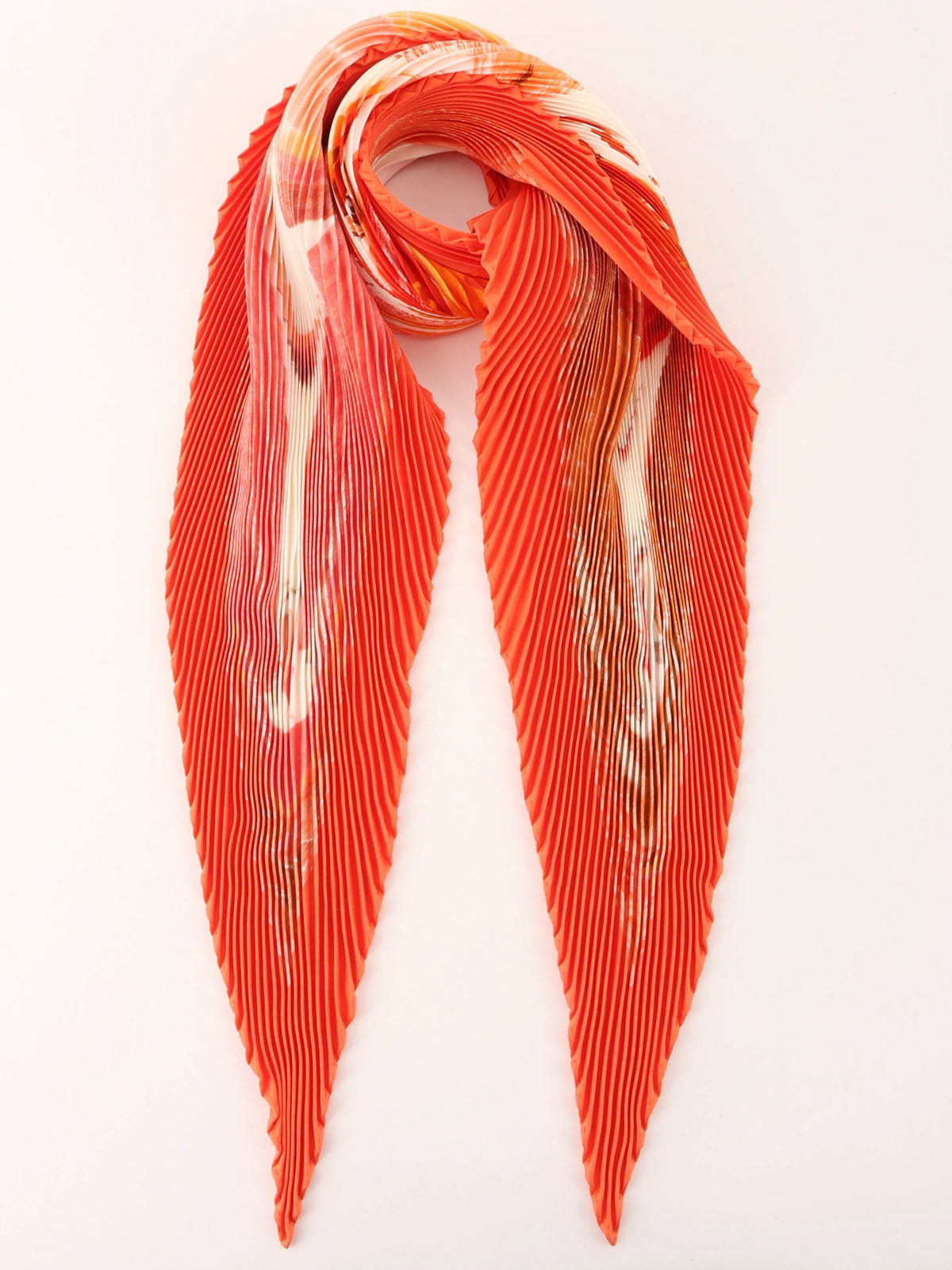 Smiles Pattern Pleated Scarf Red/Orange