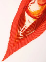 Smiles Pattern Pleated Scarf Red/Orange