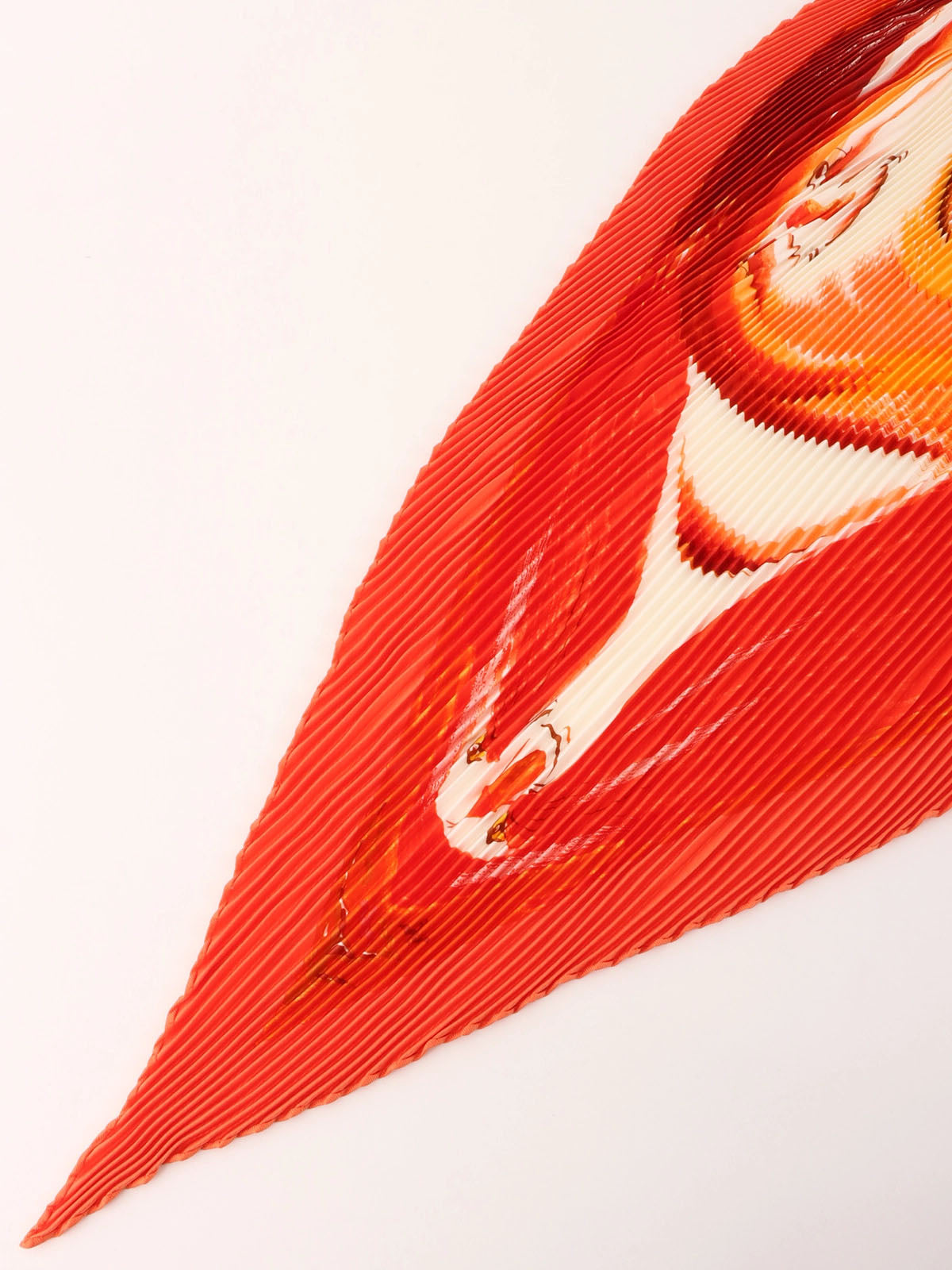 Smiles Pattern Pleated Scarf Red/Orange