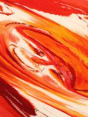 Smiles Pattern Pleated Scarf Red/Orange