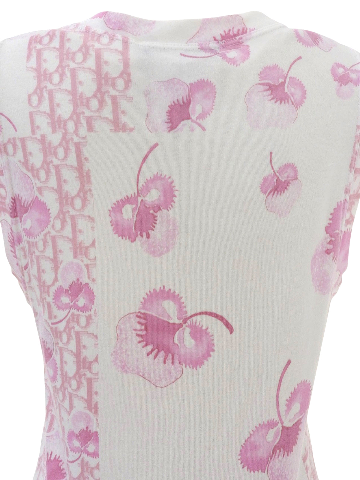 フラワートロッターパターンノースリーブトップス ピンク/ホワイト