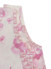 Flower Trotter Pattern Sleeveless Top in Pink/White