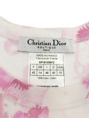 Flower Trotter Pattern Sleeveless Top in Pink/White
