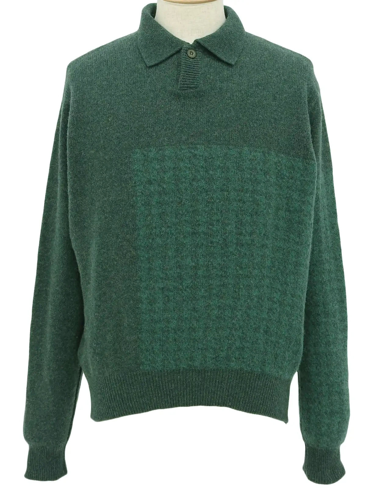 Green wool houndstooth pattern long sleeve knit top