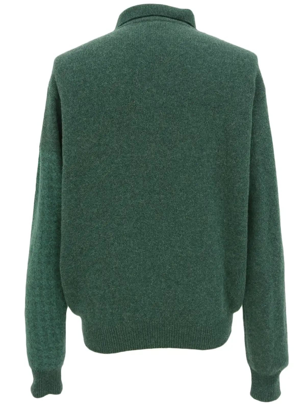 Green wool houndstooth pattern long sleeve knit top