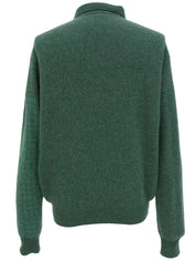 Green wool houndstooth pattern long sleeve knit top