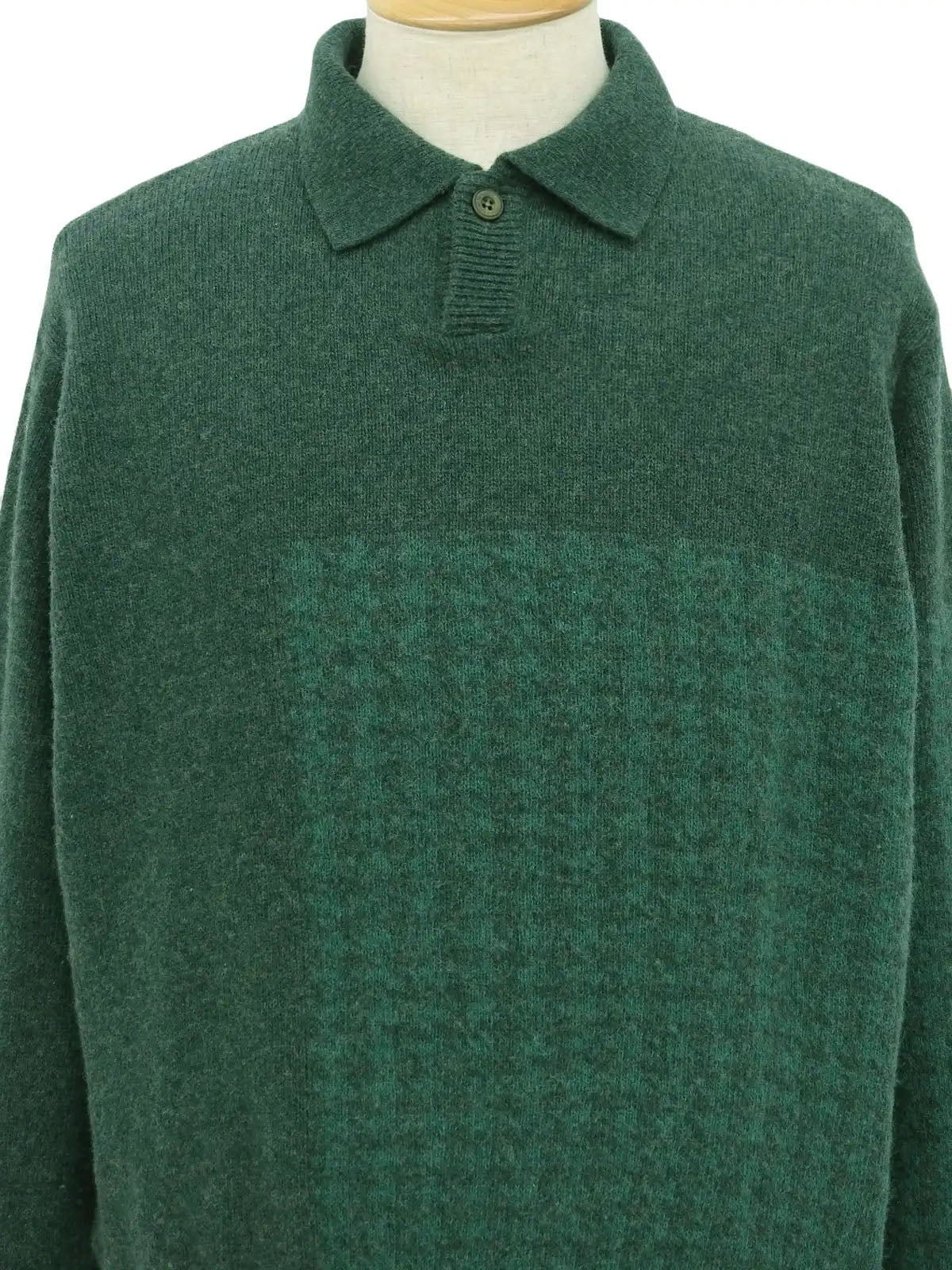 Green wool houndstooth pattern long sleeve knit top